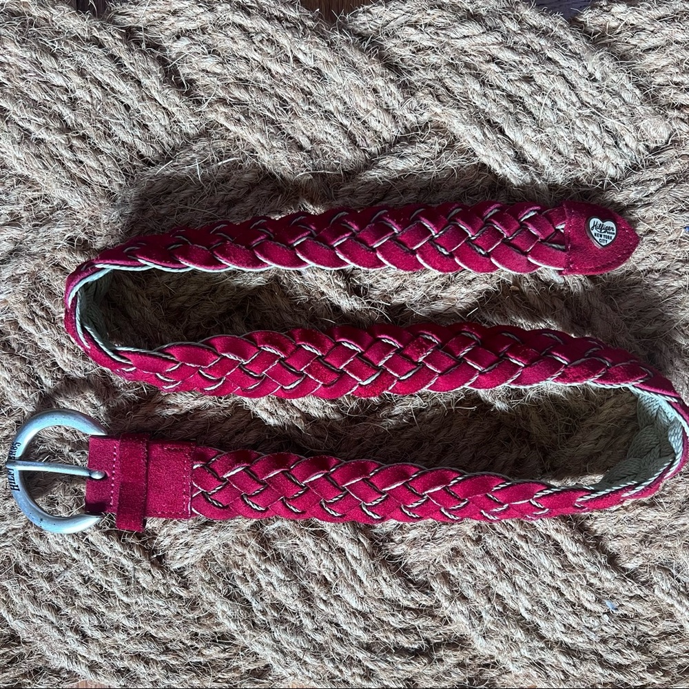 Tommy Hilfiger Denim Red Braided Leather Belt